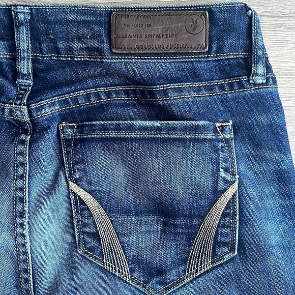 ALLSAINTS Spitalfields Low Rise Skinny Jeans Dark Blue Wash Distressed Womens 26 - Picture 8 of 11